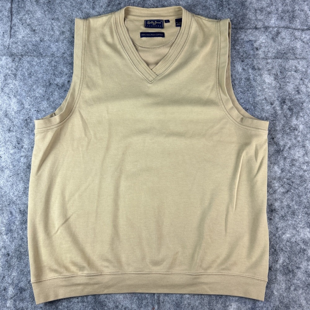 Bobby Jones Players L Butter Yellow Peruvian Cotton V-Neck Sleeveless Vest Golf